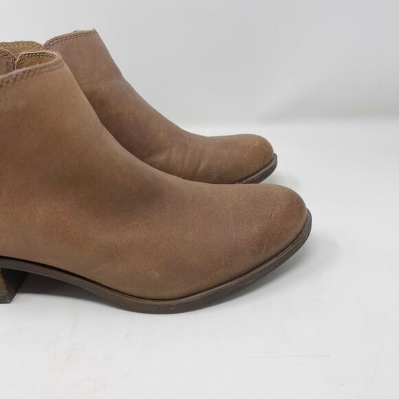 Lucky Brand Womens 6 Brown Burklee Zip Ankle Leather Booties Stacked Block Heel - Picture 5 of 13